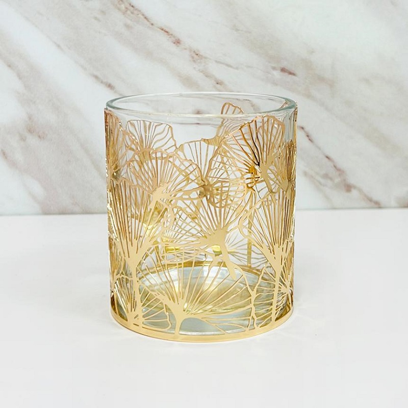 Golden Ginkgo Leaf Metal Candle Holder